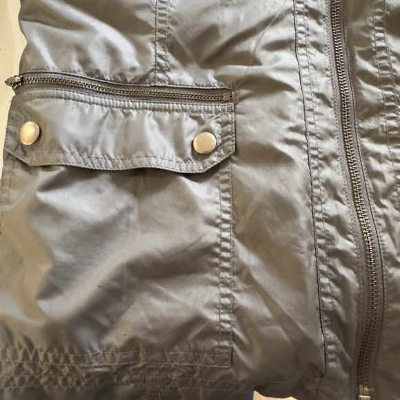 Chico's Zenergy 2 US L Gray Hooded Lined Zip Front Jacket Windbreaker Rain Wind - Picture 11 of 11